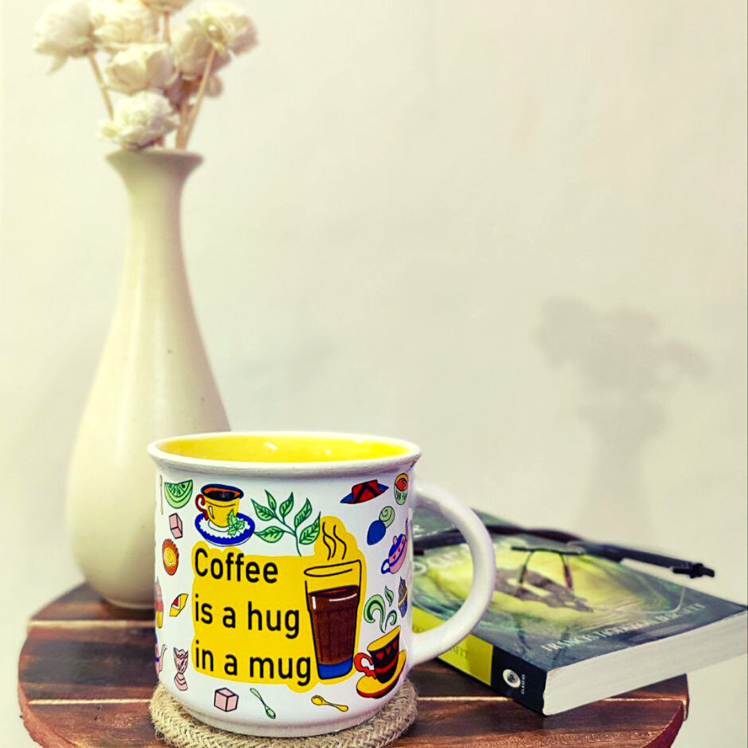 Microwave safe ceramic Hand Crafted and hand Painted Multi-colour Designer Ceramic Coffee Mug ,Cup  Suitable for Coffee, Tea, Juice, and other beverages (275ml) Set of 1